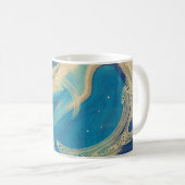 Blaue geometrische Abstrakte Waves Kaffeetasse (VorderseiteRechts)