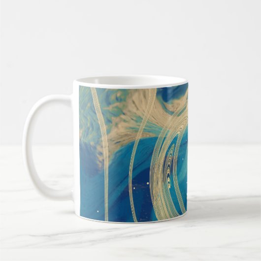 Blaue geometrische Abstrakte Waves Kaffeetasse (Links)