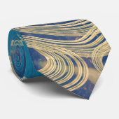 Blaue geometrische Abstrakte Waves Krawatte (Gerollt)