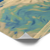 Blaue geometrische Abstrakte Waves Poster (Ecke)