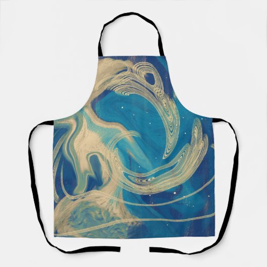 Blaue geometrische Abstrakte Waves Schürze (Vorderseite)