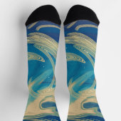 Blaue geometrische Abstrakte Waves Socken (Oben)