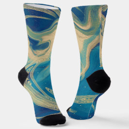 Blaue geometrische Abstrakte Waves Socken