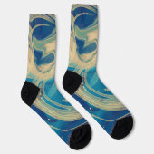 Blaue geometrische Abstrakte Waves Socken (Rechts)