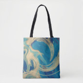 Blaue geometrische Abstrakte Waves Tasche (Vorderseite)