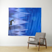 BLAUE GEOMETRISCHE BERGE DEER WANDTEPPICH (Beispiel (Horizontal))