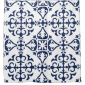 Blaue geometrische dekorative marokkanische Fliese Duschvorhang (Vorderseite)