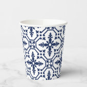 Blaue geometrische dekorative marokkanische Fliese Pappbecher (Links)