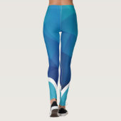 Blaue geometrische Farbtöne mit weißem Streifen Leggings (Rückseite)