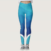 Blaue geometrische Farbtöne mit weißem Streifen Leggings (Vorderseite)