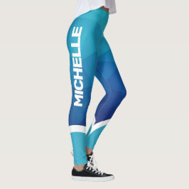 Blaue geometrische Farbtöne mit weißem Streifen Leggings