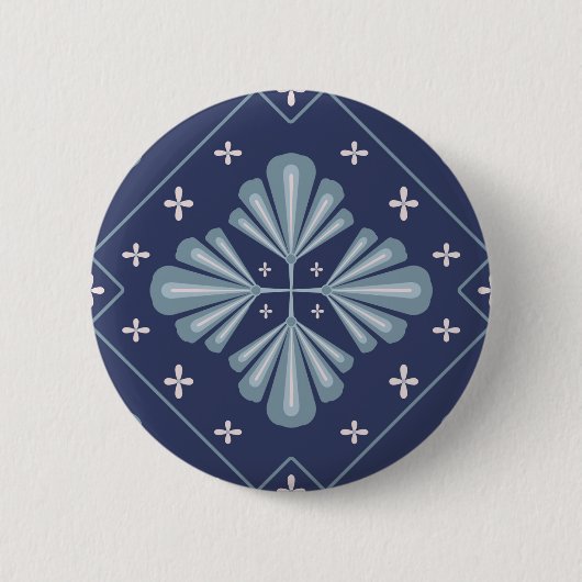 Blaue geometrische Formen Muster  Button (Vorderseite)