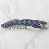Blaue geometrische Formen Muster Kellnermesser (Rückseite)