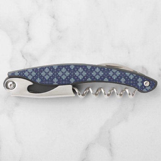Blaue geometrische Formen Muster Kellnermesser (Vorderseite)