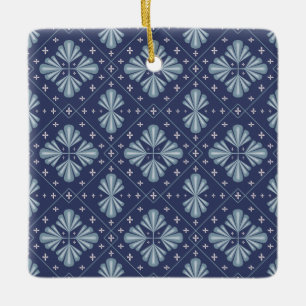 Blaue geometrische Formen Muster Keramikornament