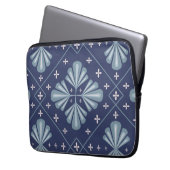 Blaue geometrische Formen Muster Laptopschutzhülle (Vorderseite Links)