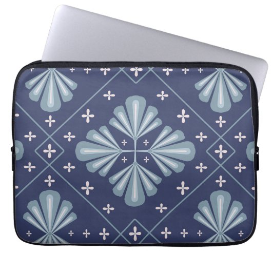Blaue geometrische Formen Muster Laptopschutzhülle (Vorderseite)