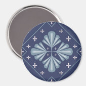 Blaue geometrische Formen Muster  Magnet (Vorderseite/Rückseite)
