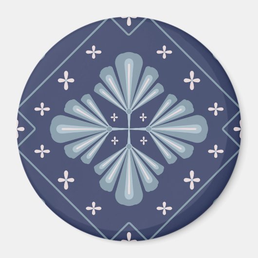 Blaue geometrische Formen Muster  Magnet (Vorne)