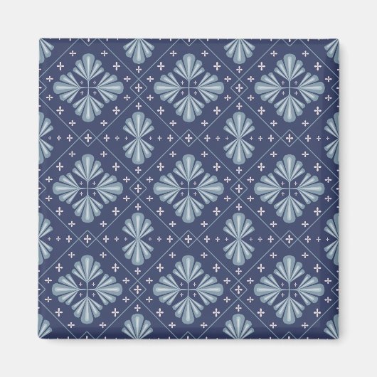 Blaue geometrische Formen Muster  Magnet (Vorne)