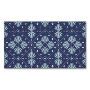 Blaue geometrische Formen Muster Magnetische Visitenkarte