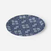 Blaue geometrische Formen Muster Pappteller (Schrägansicht)