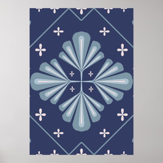 Blaue geometrische Formen Muster Poster (Vorne)