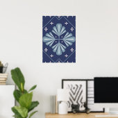 Blaue geometrische Formen Muster Poster (Heimbüro)