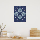 Blaue geometrische Formen Muster Poster (Küche)