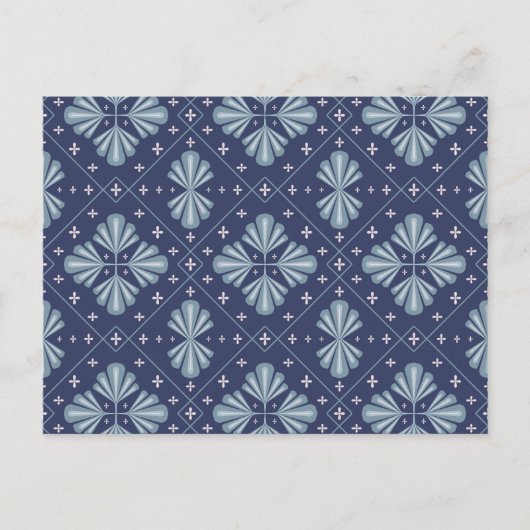 Blaue geometrische Formen Muster  Postkarte (Vorderseite)