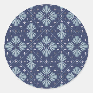 Blaue geometrische Formen Muster  Runder Aufkleber