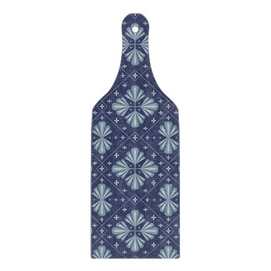Blaue geometrische Formen Muster  Schneidebrett (Vorderseite)