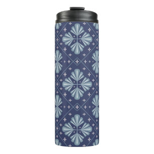 Blaue geometrische Formen Muster Thermosbecher
