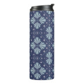 Blaue geometrische Formen Muster Thermosbecher (Nach links gedreht)