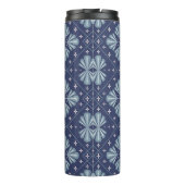 Blaue geometrische Formen Muster Thermosbecher (Rückseite)