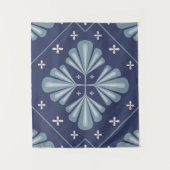 Blaue geometrische Formen Muster Wandteppich (Vorderseite)