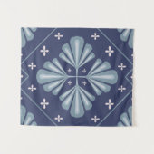 Blaue geometrische Formen Muster Wandteppich (Vorderseite (Horizontal))