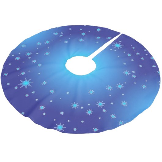 Blaue geometrische Formen Polyester Weihnachtsbaumdecke (Schrägansicht)