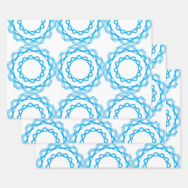 Blaue geometrische Frühjahrsmuster Geschenkpapier Set