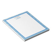 Blaue geometrische Grenze mit Monogramm Notizblock (angewinkelt)