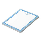Blaue geometrische Grenze mit Monogramm Notizblock (Rotiert)