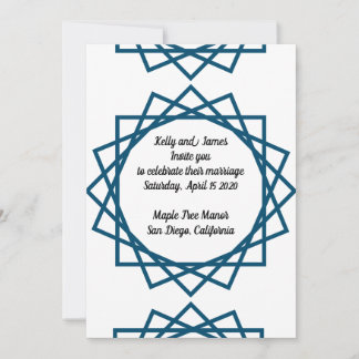 Blaue geometrische Hochzeitseinladung Einladung