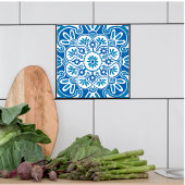 Blaue geometrische Keramik Fliese