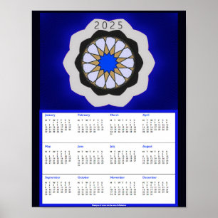 Blaue geometrische Kunst 2025 Kalender Poster