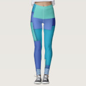 Blaue geometrische Leggings (Vorderseite)