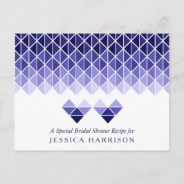 Blaue geometrische Liebe Herz-Brautparty Rezept Einladungspostkarte