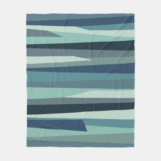 Blaue geometrische Meereswellen Fleecedecke (Vorderseite)