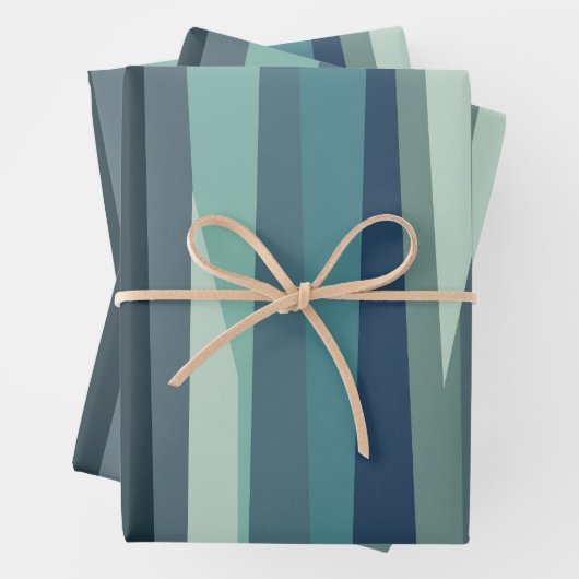 Blaue geometrische Meereswellen Geschenkpapier Set (Beispiel)