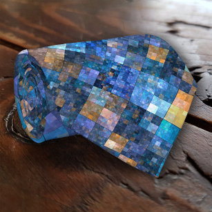 Blaue geometrische Mosaikmuster-Krawatte Krawatte
