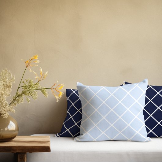 Blaue geometrische Quadrate Kissen